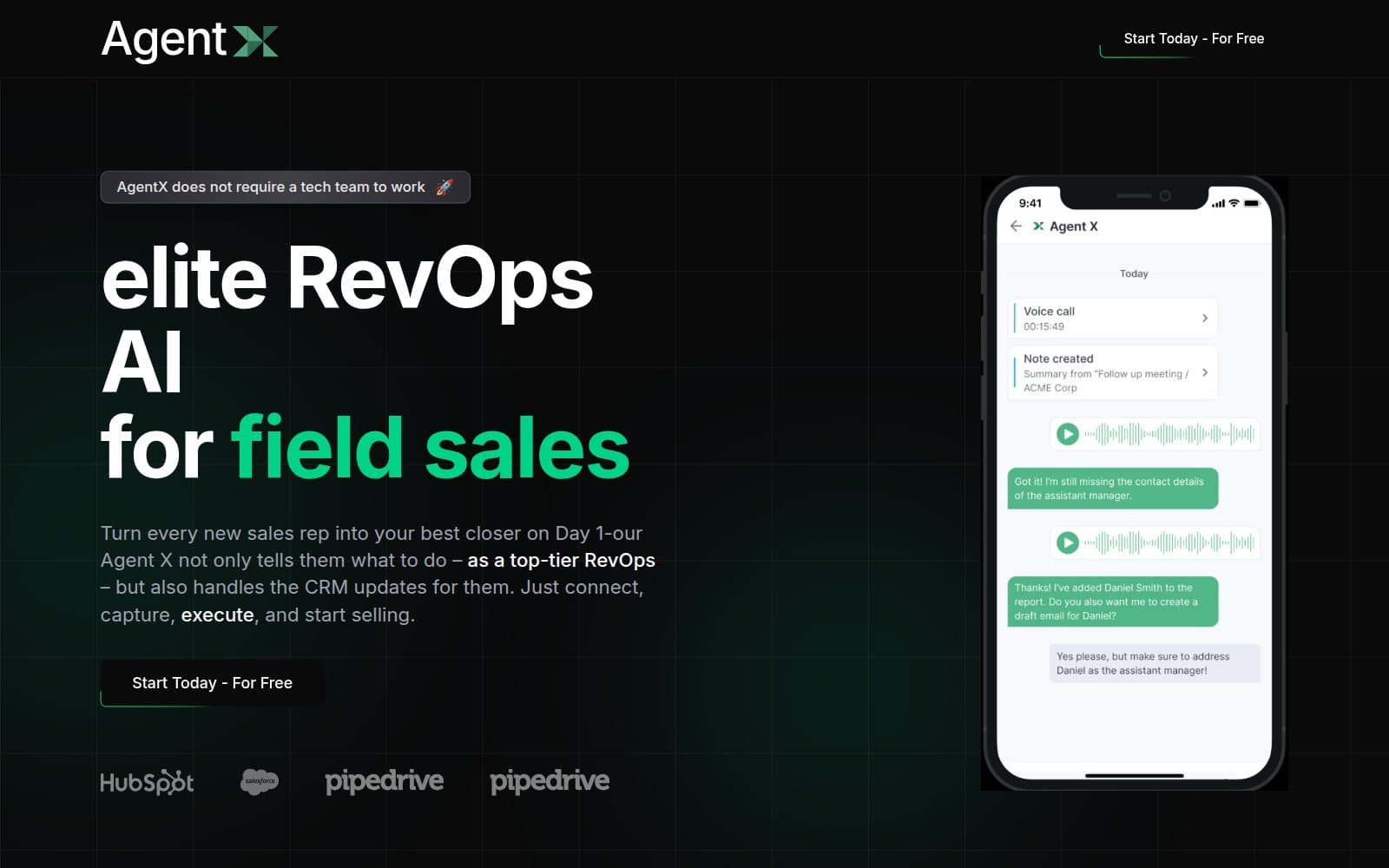 AgentX product screenshot